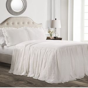 Lush Decor 16T002846 Ruffle Skirt Bedspread White